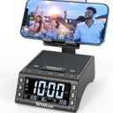 TechGlow Foldable Cellphone Stand with Wireless Bluetooth Speaker Birthday Gifts for Men Women Mother Father Cool Tech Gadgets (Black)