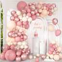 Ouddy Life 136Pcs Dusty Pink Balloons Arch Kit, Blush Pink Rose Gold Nude Ivory Confetti Latex Heart Foil Balloon for Girls Mother's Day Balloons Wedding Baby Shower Boho Birthday Party Decor