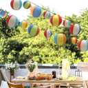 15 Pcs Beach Ball Style Paper Lanterns,Round Paper Lantern to Decorate Pool Party, Summer Party, Birthday Party,Baby Shower Party or School Classroom