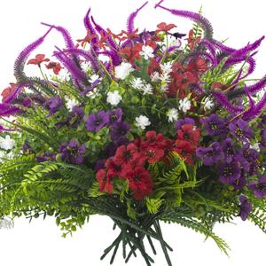 Grunyia 20Pcs Artificial Flowers for Outdoor UV Resistant & Waterproof, Realistic Fade-Proof Faux Greenery Shrubs Hanging Plants for Garden Porch Yard Lawn Patio Decorations (Vibrant Colors)