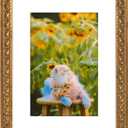 Frametory, 12x16 Ornate Photo Frame With White Color Mat for 8x12 Picture & Real Glass, Bronze