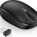 TECKNET Wireless Mouse, 2.4G Quiet Computer Mouse with USB Receiver, 4 Buttons Portable Cordless Mice for Chromebook, Laptop, PC, Mac, 800/1200/1600 DPI - Black