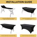 6-Pack 6ft Black Spandex Table Covers for Rectangle Standard Folding Tables - Wrinkle Resistant Stretch Tablecloths - Ultimate Fitted Table Protector for Parties, Trade Shows, Wedding