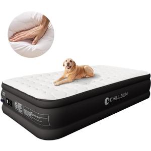 CHILLSUN Air Mattress Full with Built in Pump, 18" Raised Comfort Blow up Mattress, Inflatable Mattress colchon inflable, Upgraded Flocked Top Air Bed with Storage Bag for Home, Camping & Guests