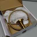 RUMOSE Toilet Paper Holder and Hand Towel Ring Brushed Gold Wall Mount Bathroom Hardware Accessories 2 PCS Set Flexible Pivoting Toilet Tissue Roll Holder and Towel Hanger, Stainless Steel