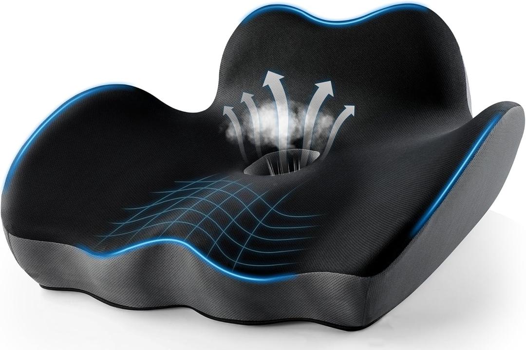 Premium Orthopedic Seat Cushion,X Large Breathable Office Chair Cushion - Enhanced Hip & Tailbone Support,Pressure Relief Sciatica & Leg Relief Let 8+ Hour Sitting Comfort, for Office/Game/Wheelchair (20*16.8*5.8)