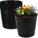50 Pcs 3 Gallon Nursery Bags 12 Inch Soft Plastic Seedling Pots with Drainage Holes Bulk Seed Plant Bags for Large Flowers Trees Vegetables Indoor Outdoor Women Gardening Gifts, Black