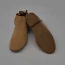 FISACE Girls Ruffled Ankle Boots V Cut Out Chunky Low Heel Dressy Western Booties (13 Little Kid, Light Brown)