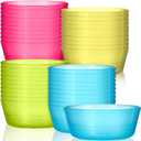Dandat 96 Pcs Kids Plastic Bowls 14 oz Brightly Colored Small Cereal Bowls Dishwasher Microwave Safe Toddler Snack tableware for Children Dish Cereal Soup Snack, 4 Colors