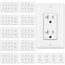 BESTTEN 20 Amp Decorator Receptacle Outlet, 50 Pack Tamper-Resistant (TR) Wall Electrical Outlet with Wallplate, 20A/125V/2500W, UL Listed, White