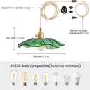 Plug in Vintage Pendant Lights Kitchen Island Glass Brass Hanging Light Fixture Flower Light for Bedroom Kitchen Hallway Corded On/Off Switch Bathroom Green Sunflower