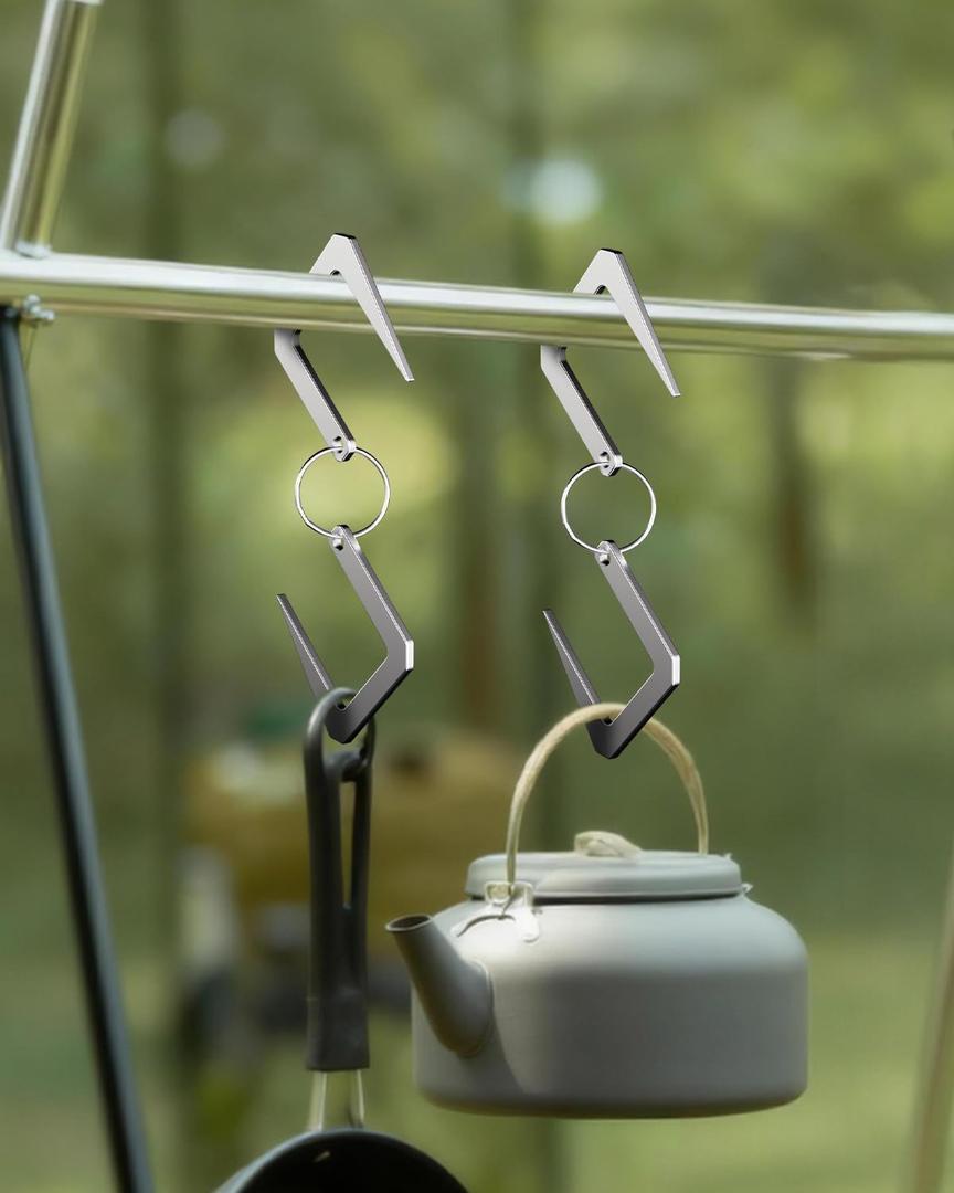 10 x S Hooks for Hanging,6.3in Metal Cyber Style S-Hooks for Tripod Camping Grill,Camping Lights,Hanging Plants,Closet Rod,Handbag,Backpack,Key,Courtyard Plants-Silver