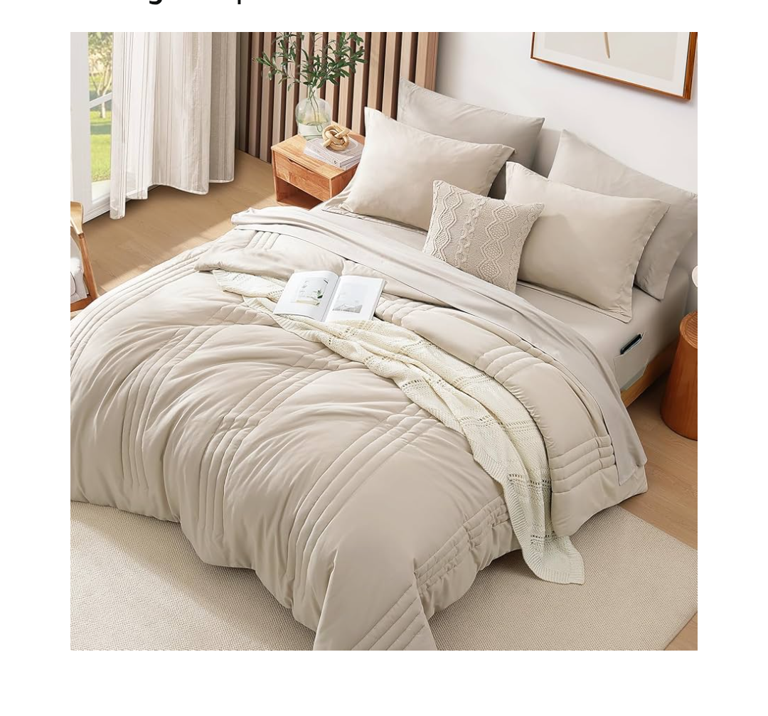 Monbix Queen Comforter Set - 7 Pieces  Bed in a Bag Queen Bedding Sets with Comforters, All Seasons Comforter Bed Set with Sheets,Pillowcases & Shams