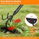 65 Inch 2-in-1 Hoe and Cultivator Garden Tool, Heavy Duty Garden Hoe with 3-Tine Tiller Rake for Weeding and Soil Loosening, Long Handle Stand Up Weed Removal Tool for Planting, Digging & Gardening