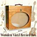 Vinyl Record Storage Case,Wood Record box with Display Window,Leather Handle and Metal Corners,Vinyl Storage Box Fits 7-10 Inch, Holds 30-35 Albums, Practical for Personal Use,Or as A Gift (Brown)