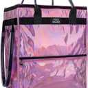 TCOMAKE Reusable Grocery Bag on Wheels, Shopping Bags with Wheels and Handle, Folding Rolling Tote Trolley, Zipper Cover, Carries Up to 46 LBS, Waterproof (Medium, Phantom Pink)