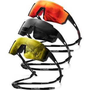 Polarized Sport Sunglasses for Men and Women, Lightweight TR90 Sun Glasses with UV Protection for Cycling Running
