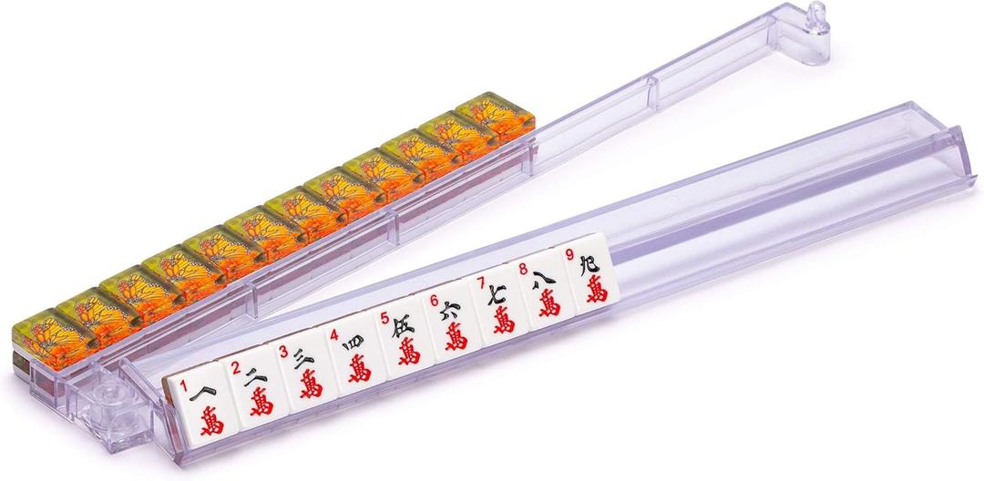 Yellow Mountain Imports Modern Mahjong Racks with Built-in Pushers - Clear - Set of 4