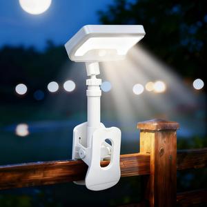 Clip On Solar Lights Outdoor | 92 LEDs 600LM Motion Sensor Lamp for Fence, Camping, Deck & Gutter, 360°Rotatable Adjustable (White)
