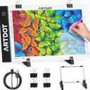 ARTDOT A4 LED Light Pad for Diamond Painting Kits for Adults, USB Powered Adjustable Brightness Diamond Art Light Board with Accessories