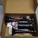 12V Black Waterproof Truck Horn with Compressor,150dB Integrated Dual Tube High/Low Tone Air Horn kit for Car/Motorcycle/Trucks/Pickup/SUV/Van/Lorries/Boats