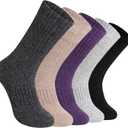 DoSmart Womens Merino Wool Hiking Socks Thermal Warm Walking Boot Winter Crew Cushion Work Socks 5 Pairs (One Size)
