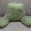 Blissful Diary Reading Pillow, Backrest Pillow with Shredded Memory Foam for Adult & Children, Designed for Bed and Couch Sitting Up, Includes Arms, Pockets and Washable Cover, Sage Green