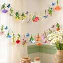 2 Pack 14.4ft Flower Garland Artificial Wildflower Garland, Spring Floral Garland Banner with Butterfly for Wildflower Party Decor Garden Tea Engagement Wedding Bridal Baby Shower Birthday Party Decor