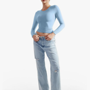 SUUKSESS Women Double Lined Fitted Basic T Shirts Crew Neck Long Sleeve Crop Top Size S