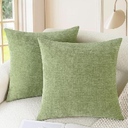 CaliTime Throw Pillow Covers Decorative 18 X 18 Inches Pack of 2 Cozy Chenille Cushion Cases for Couch Sofa Bed Living Room Home Sage Green