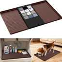 URMONA Waterproof Silicone Under Sink Mat 22'' x 14'' Shelf Liner for Kitchen and Bathroom, Cabinet and Counter Protector, Storage and Organizers, Litter Mat, Pet Cat Puppy Essentials(Brown )