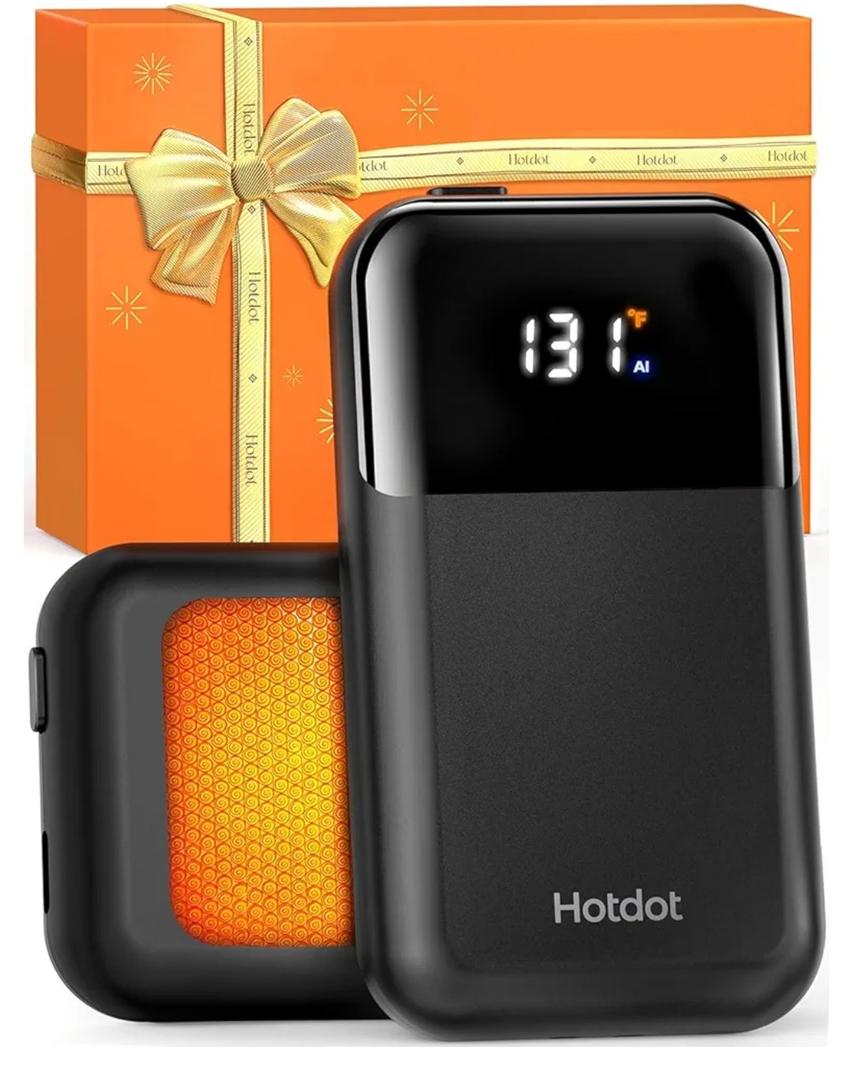 Hotdot Hand Warmers Rechargeable, Heat Levels (104–131°F), Real-Time Temp & Battery Display, Electric Hand Warmers, Fast Heating, Fits in Gloves/Pocket, Gifts for Women & Men