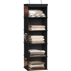 Simple Houseware 5 Shelf Hanging Closet Organizer, Black