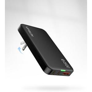 65W GaN USB C Wall Charger Block,3 Port Ultra Thin Flat USB-C Charging Plug,Foldable USB Power Adapter for MacBook,iPhone 15/16,Samsung (Black)