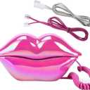 Advanced Home Telephone, Wired Novelty Cute Sexy Lip Phone, Wire Phone Home Decoration for Home Hotel Office Decor Gift (Electroplated Rose red)