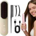 Go Pro Hair Brush for Hair, Hair Straightener Brush & Thick Curly Hair,4000mAh Cordless 2026 Go Brush Pro, 30s Rapid Heating, 4 Temp Settings (140-200C), Ionic Comb (Beige)