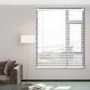 Cordless Vinyl Mini L Blinds 39" W x 64" H, 1" Slat White Horizontal Windows L Blind for Door, Shades, Camper, Light Filtering, Interiors, Arrive 1/2 Inch Narrower Indoor
