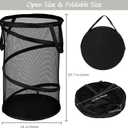 BATTOO 2 Pack Large Collapsible Laundry Basket Foldable Mesh Pop Up Hamper with Handles for Laundry Room, Bathroom, Kids Room, College Dorm, Travel, Storage Organizer Black