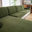 Couch Cushion Covers, Comfort Soft Magic Sofa Covers Washable Stretch Resistant Slipcovers for Sectional and L Shaped Seats Furniture Protectors for Pets (1PC Back Couch Cover, Green)