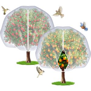 Fruit Tree Netting with Zipper and Drawstring, 6Ft x 6Ft, 2Pcs | Blueberry Bush Netting, Protective Garden Mesh Covers, For for Tomatoes, Fruit Tree, Flowers, Vegetables