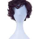 Angelaicos Men's Short Curly Brown Black Wig Halloween Costume Cosplay Party Fluffy Wigs (Brown)