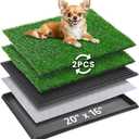 Portable Dog Litter Boxes with 2 Pack Replacement Artificial Grass,Indoor Outdoor Potty Training Turf,Washable Reusable Pee Pad for Dogs, Balcony Fake Grass Pad with Tray(Dog Litter Box, 20''x16'') (20''x16'')