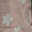 Alsol Lamesa Women's Plus Size Crochet Tops Short Sleeve Hollow Out Loose Scoop Neck Beach Crochet Cover Up (Pink, XXXL)