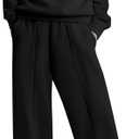 Aleumdr Two Piece Outfits Half Zip Sweatshirt Sweatsuit Lounge Sets for Women Matching Set Wide Leg Sweatpant Tracksuit (XXL)