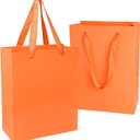 UnicoPak Orange Gift Bags - Medium Size 8x4x10, 20 Pcs Glossy Finish Waterproof Paper Bags with Handles for Birthday, Party, Wedding, Bridal Shower, Shopping