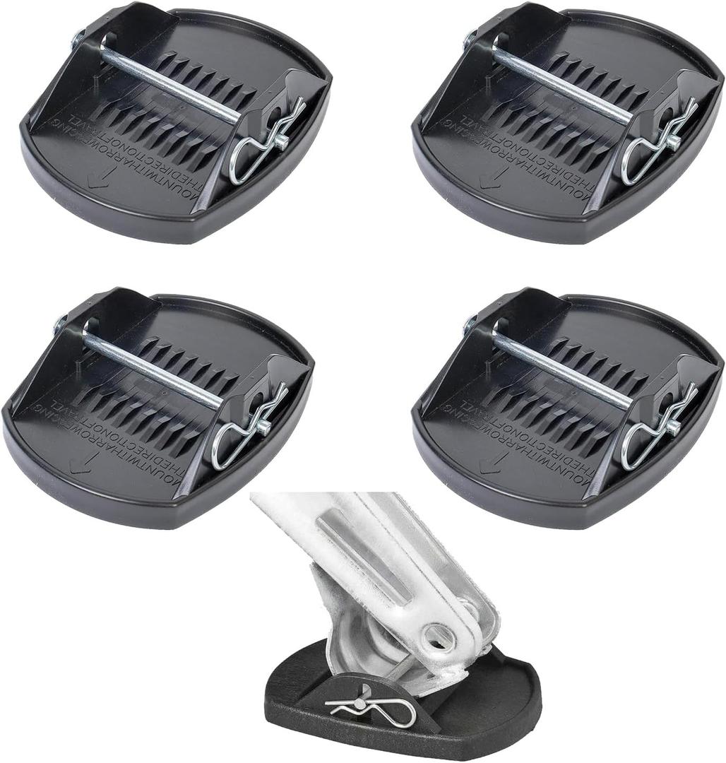 4 Pack Trailer Stabilizer Leg Foot Pads with Locking Pins, Heavy-Duty Anti-Sink Base for Camper, Travel Trailer & Towable RV Manual Stabilizers (7x5.5, Black)