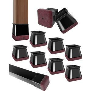 20 Pcs Chair Leg Floor Protectors for Hardwood Floors, Black Rubber Furniture Sliders with Felt, Silicone Furniture Leg Caps Covers, Fit Square Diameter (1.71" to 2.0")