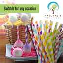 Naturalik 1000 Pack Multicolor Extra Durable Paper Straws Biodegradable - Premium Eco-Friendly Paper Straws Bulk- Drinking Straws for Juices, Restaurants and Party supplies, 7.7" (Multi-Color, 1000ct)