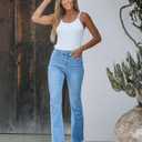 GRAPENT Bootcut Jeans for Women High Waist Stretchy Fleece Lined Pants Flare Jeans Denim Thermal Pants Winter Clothes (Brown, L)