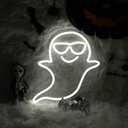 Ghost in Sunglasses Neon Sign Halloween Decor Gothic Ghost Neon Light Gothic Spooky LED Neon Sign for Halloween Party Decorations Spooky Vibes 11.1"11.8"